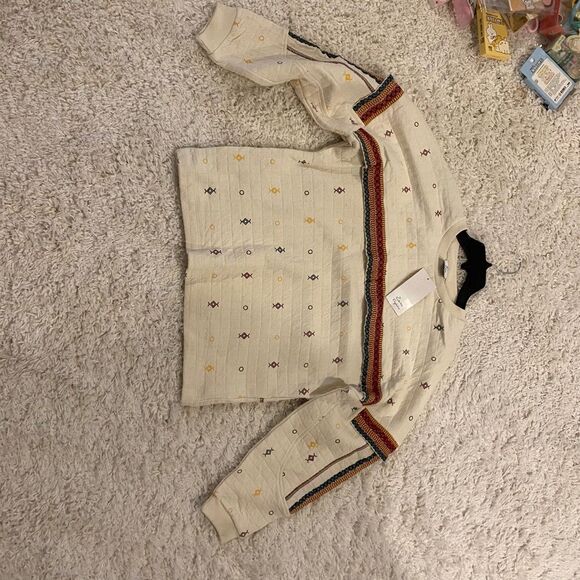 Zara Trafaluc Women's Long Sleeve Boho Embroidered Sweater. Multicolor. Medium - Picture 8 of 10